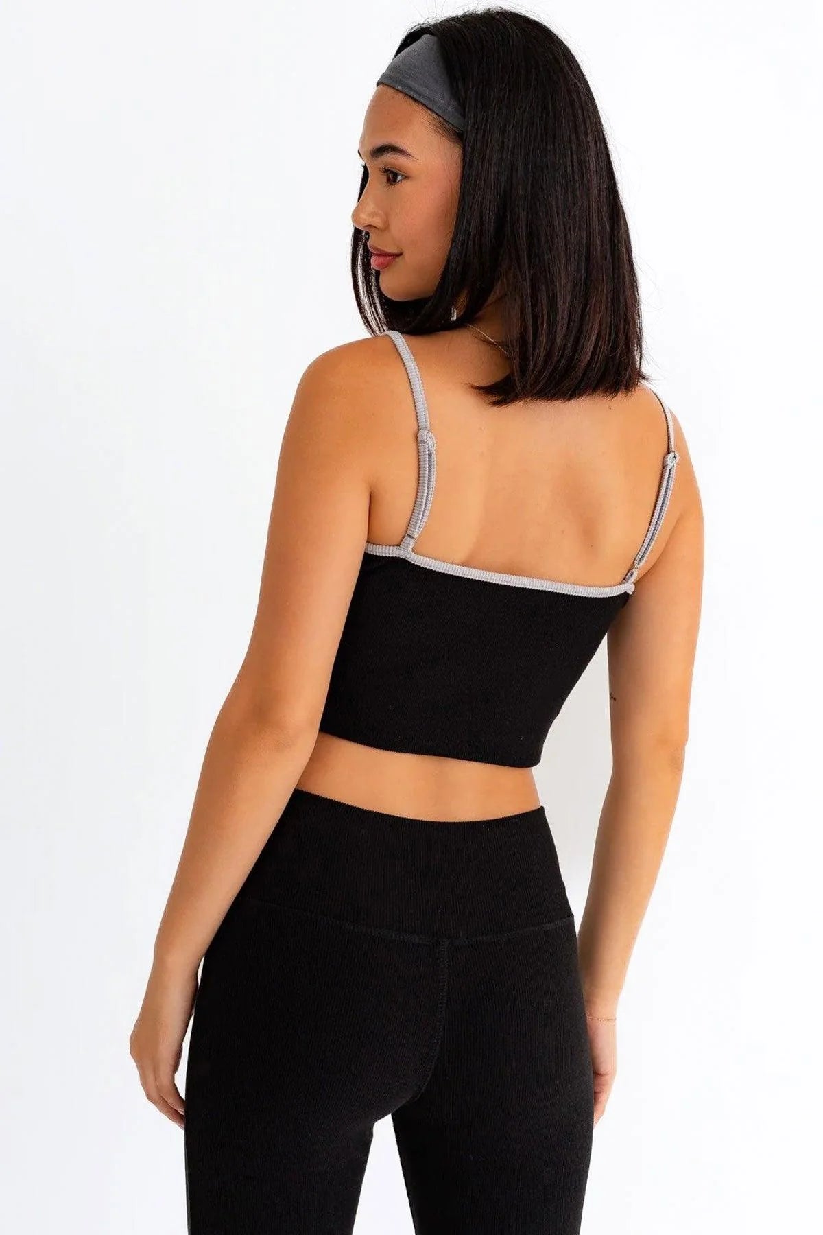 Cleo Contrast Spaghetti Ribbed Crop Top